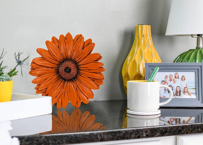 NAT & Jules Gerbera Daisy Flower Shaped Dimensional Indoor Outdoor 12 inch Cast Resin Decorative