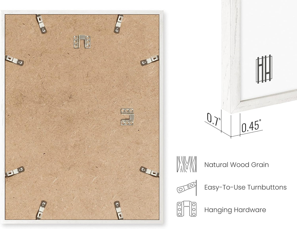 Haus and Hues 11x14 White Oak Wood Picture Frames Set of 15 - Premium Bulk Picture Frames 11x14
