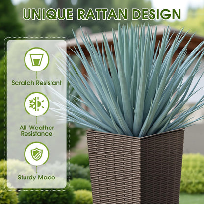 Devoko Resin Tall Planters for Outdoor Plants Set of 2, Large Taper Outdoor Planter Pots with 4