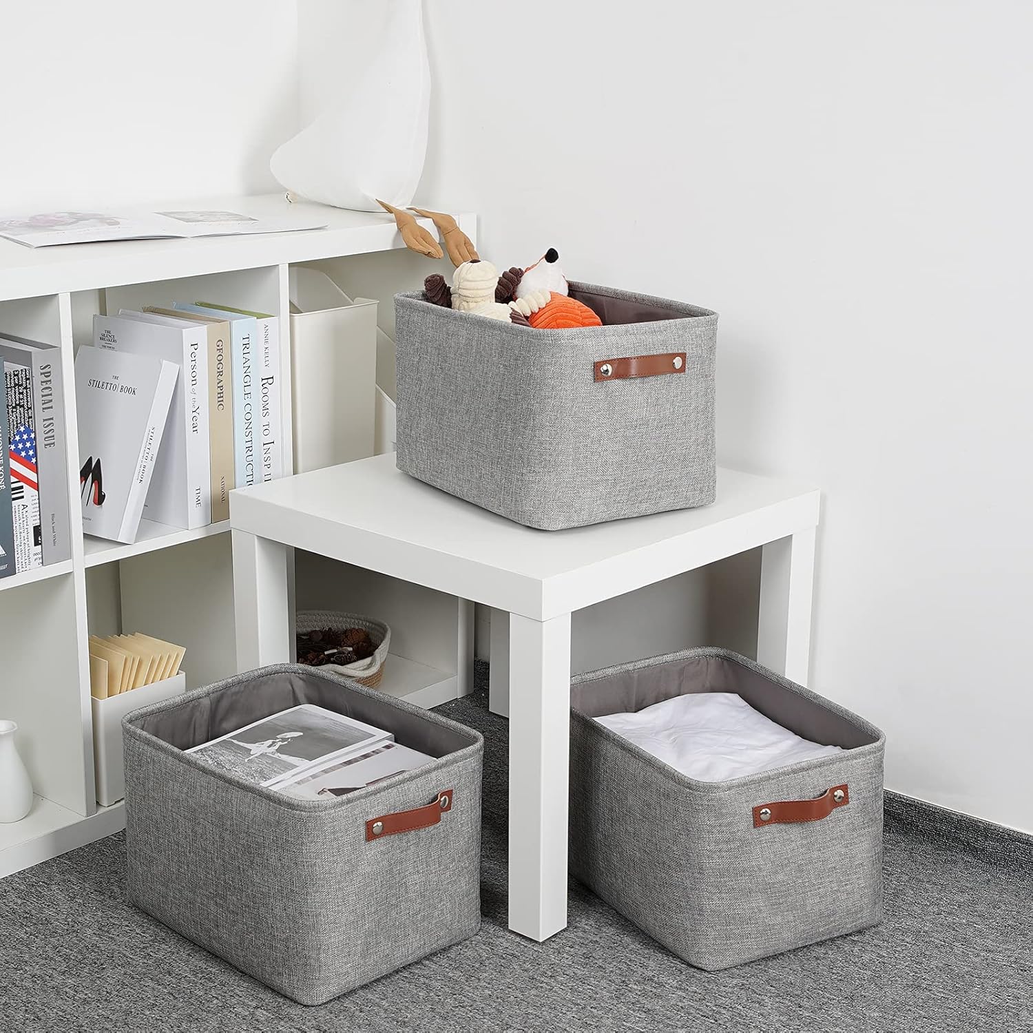 DULLEMELO Medium Storage Baskets for Organizing, Rectangular Fabric Storage Bins Collapsible