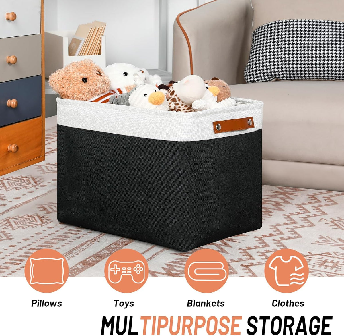 DULLEMELO Large Storage Baskets Fabric Storage Bins, Canvas Storage Basket for Shelf Toys