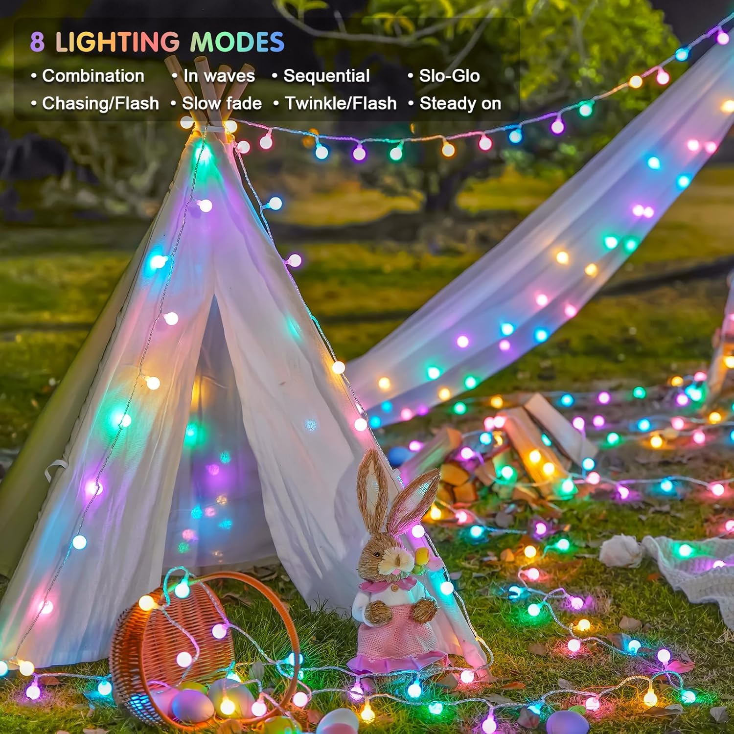 JMEXSUSS 100 LED Connectable Globe String Lights Indoor, 33ft Multicolor Fairy Lights Plug in with