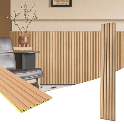 Art3d WPC Wainscoting Panels, 16-Pack 48 x 6 Inch 3D Wall Accents for Interior Wall Decor, Living