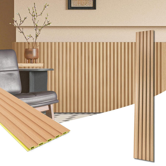 Art3d WPC Wainscoting Panels, 16-Pack 48 x 6 Inch 3D Wall Accents for Interior Wall Decor, Living