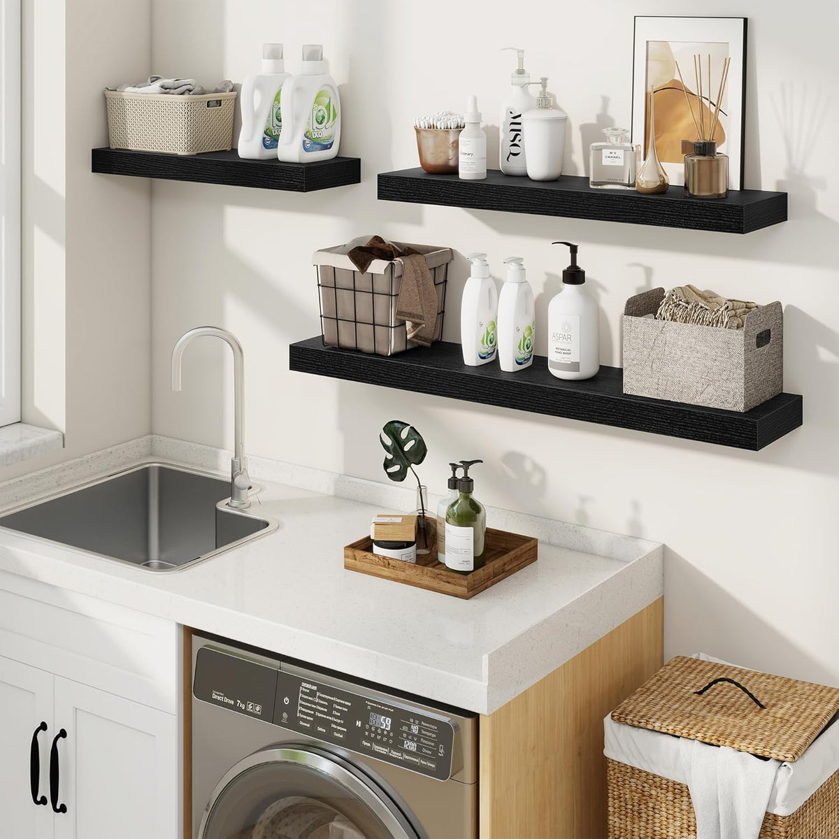 fuqing Floating Shelves for Wall, Bathroom Shelf Wall Mounted for Storage, Shelves with Invisible