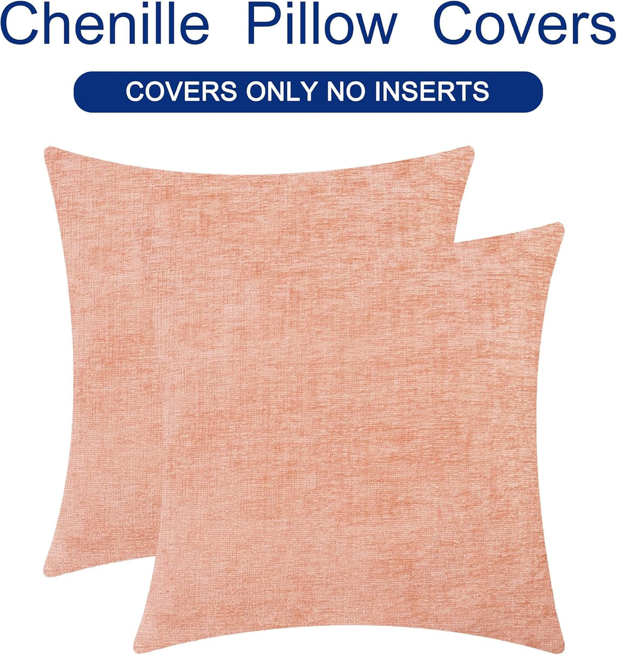 CaliTime Throw Pillow Covers Decorative 26 X 26 Inches Pack of 2 Cozy Chenille Cushion Cases for