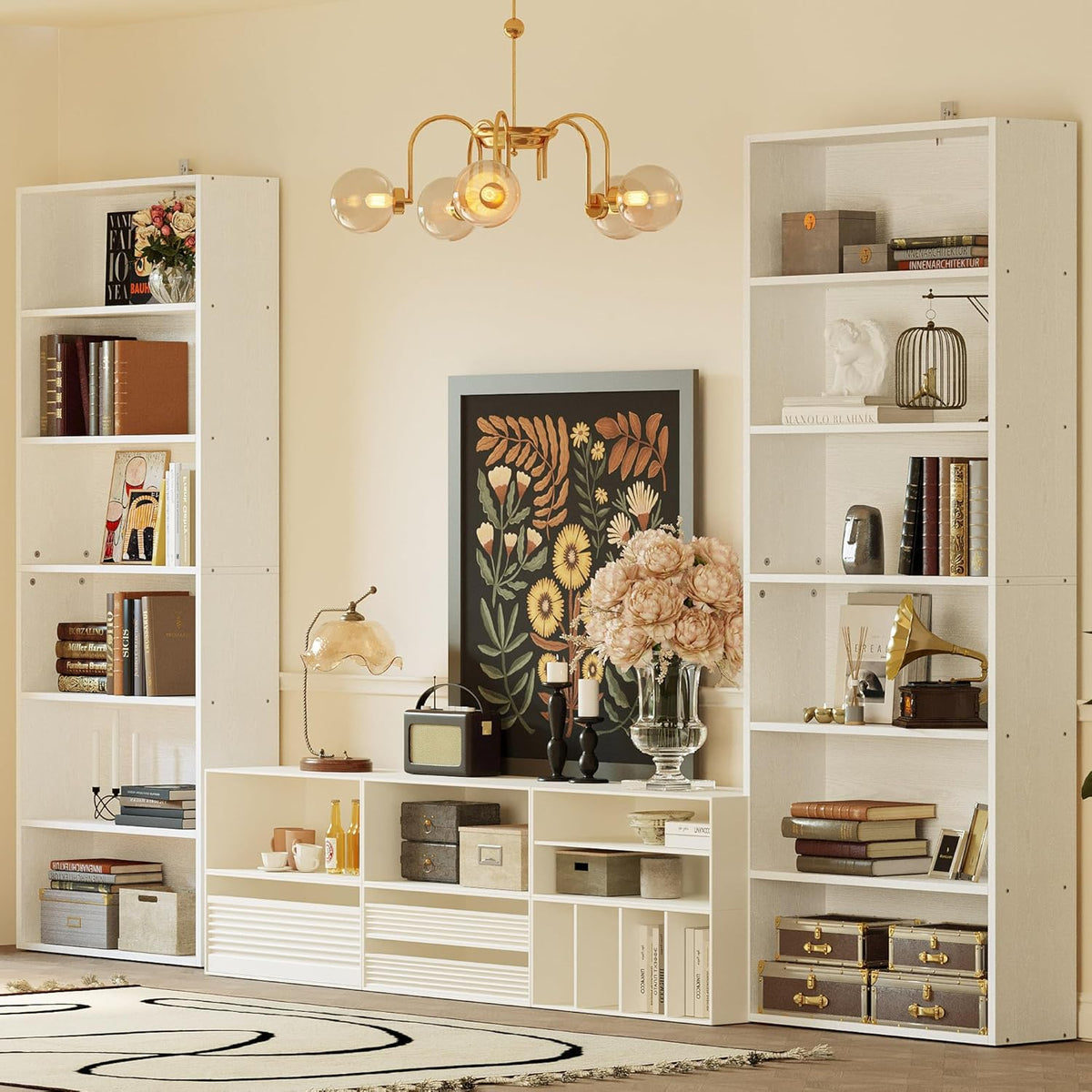 IRONCK Bookshelves and Bookcases Set of 2 Floor Standing 6 Tiers Display Storage Shelves 70 in Tall
