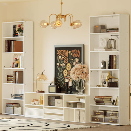 IRONCK Bookshelves and Bookcases Set of 2 Floor Standing 6 Tiers Display Storage Shelves 70 in Tall