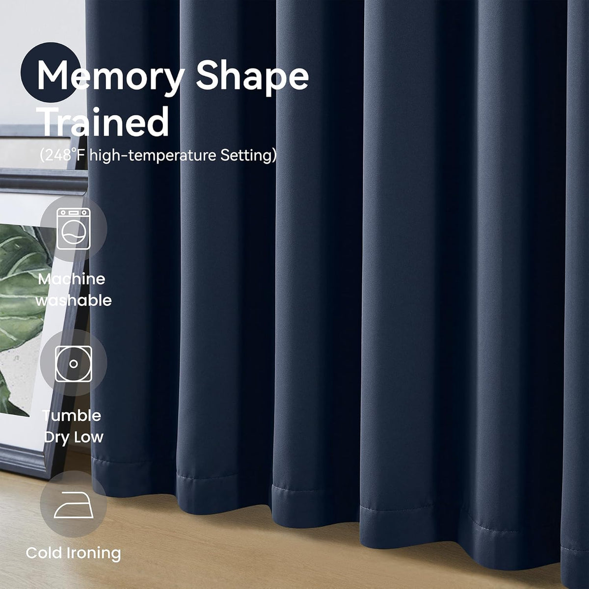 KangBang 102 Inch Blue Curtains Blackout Drapes for Living Room, Pinch Pleated Energy Saving Sound