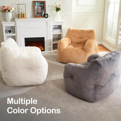 Hobestluk Bean Bag Chair for Adult Small Bean Bag Chairs with Arms Furry Beanbag Chair with Foam