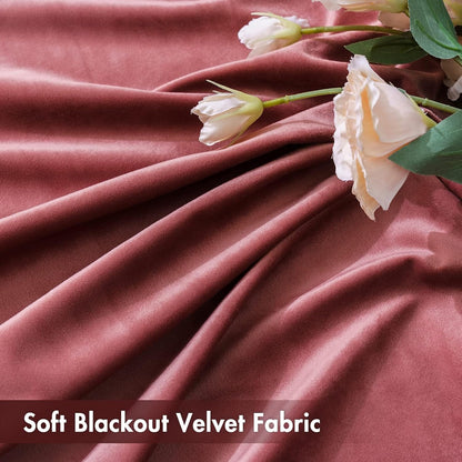 MIULEE Dusty Rose Pink Velvet Curtains Thermal Insulated Blackout Curtain Drapes for Bedroom Living