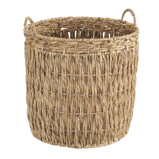 Household Essentials Tall Wicker Floor Basket, Woven Decorative Basket with Handles, Handmade