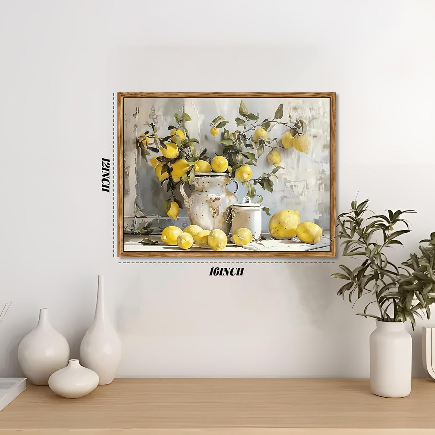 Framed Lemon Kitchen Wall Decor for Dining Room - Vintage Mustard French's Yellow Lemon Kitchen
