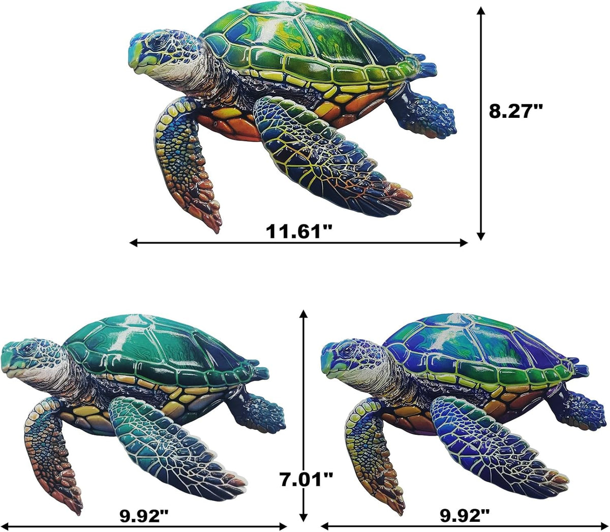 John's Studio 3Pcs Metal Turtle Sea Wall Decor Outdoor Garden Hanging Art Sculptures Home Ocean