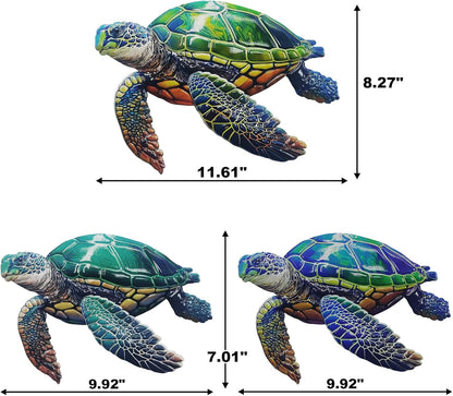 John's Studio 3Pcs Metal Turtle Sea Wall Decor Outdoor Garden Hanging Art Sculptures Home Ocean