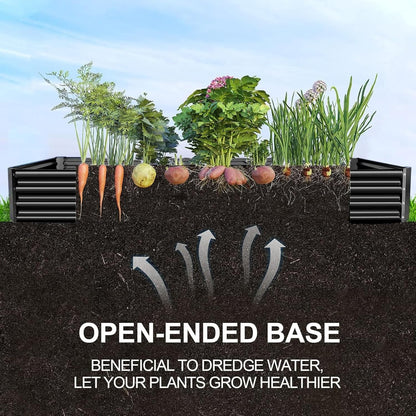 Land Guard 12×4×1ft Galvanized Raised Garden Bed Kit for Vegetables 2 Pack, Galvanized Super Large
