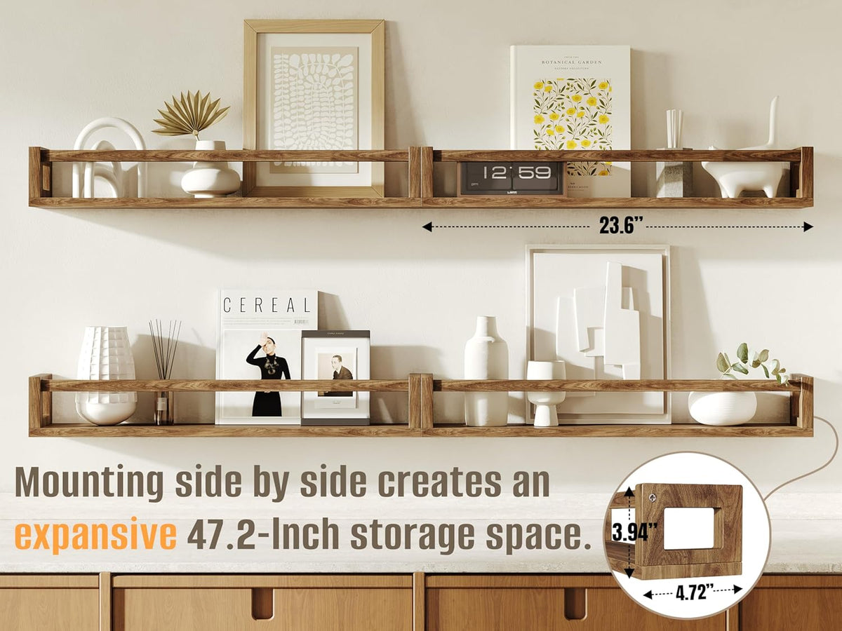 Upgraded Thick Floating Shelves - 24 Inch Multi-Use Wall-Mounted Bookshelves for Kids and Nursery