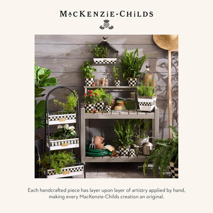MACKENZIE-CHILDS Enamel Herb Pots, Small Plant Pots for Herbs or Flowers, Set of 3, Black-and-White