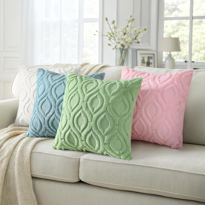 decorUhome Throw Pillow Covers 22x22 Inch Set of 2, Soft Plush Decorative Faux Fur Sage Green Solid