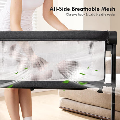 Bassinet Bedside Sleeper - All-Mesh Design, Portable Bedside Bassinet for Baby with Washable