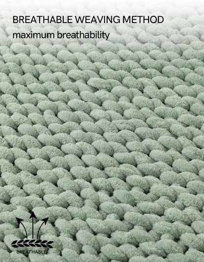 YnM Chunky Throw Blanket, Medium-Weight, Hand Knitted with Chenille Yarn, Skin Friendly, Ventilated