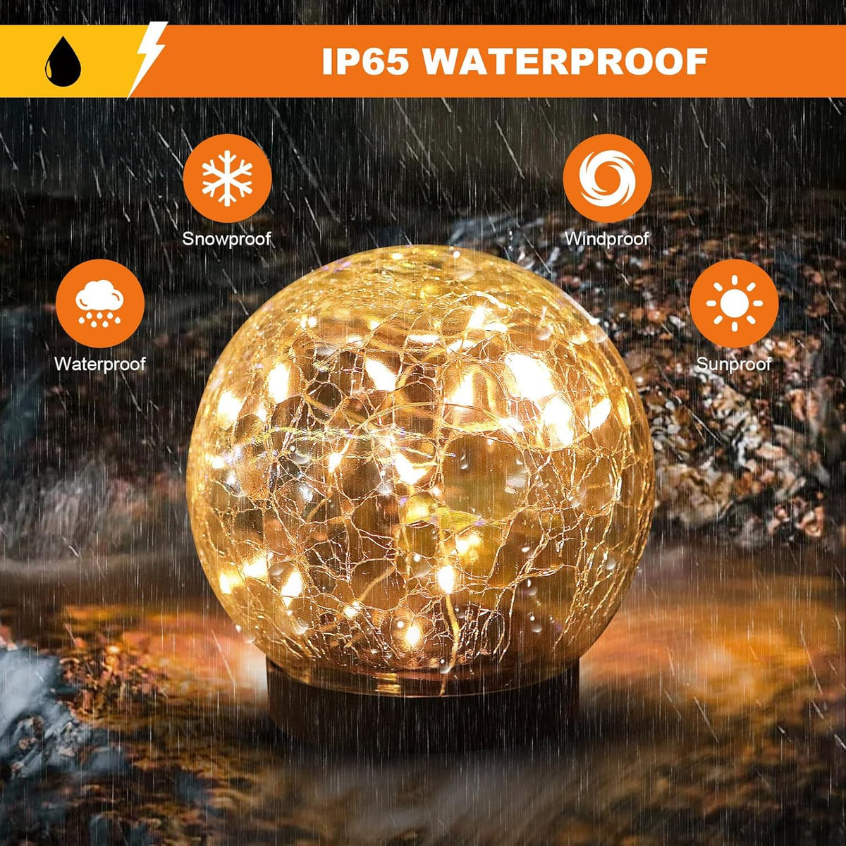 Solar Globe Lights Outdoor Waterproof-Solar Balls-Solar Garden Lights-Orbs for Outside 2 Pack