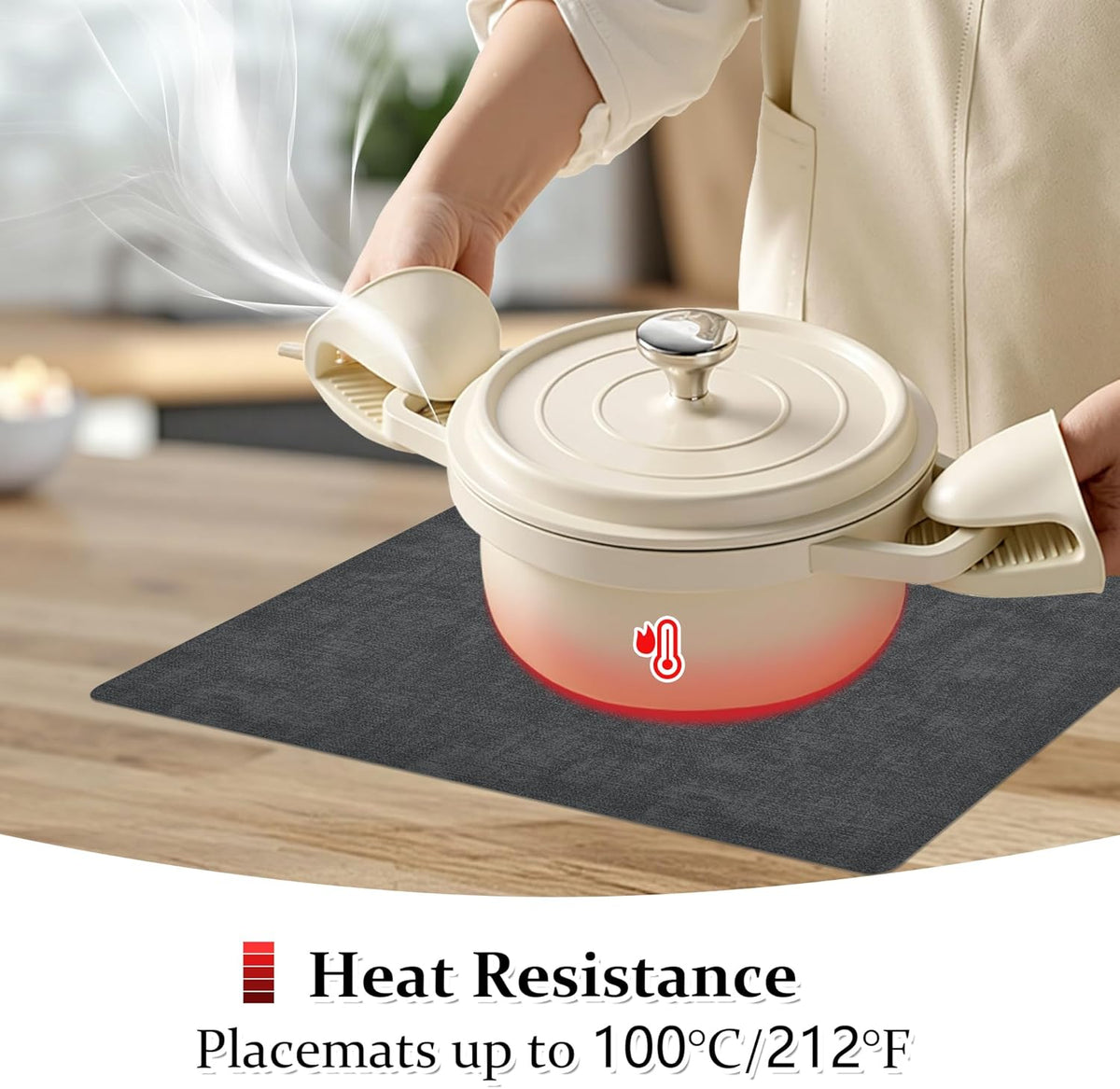 FROMHEART Faux Leather Placemats Set of 8–Waterproof,Heat/Oil Stain-Resistant PU Table