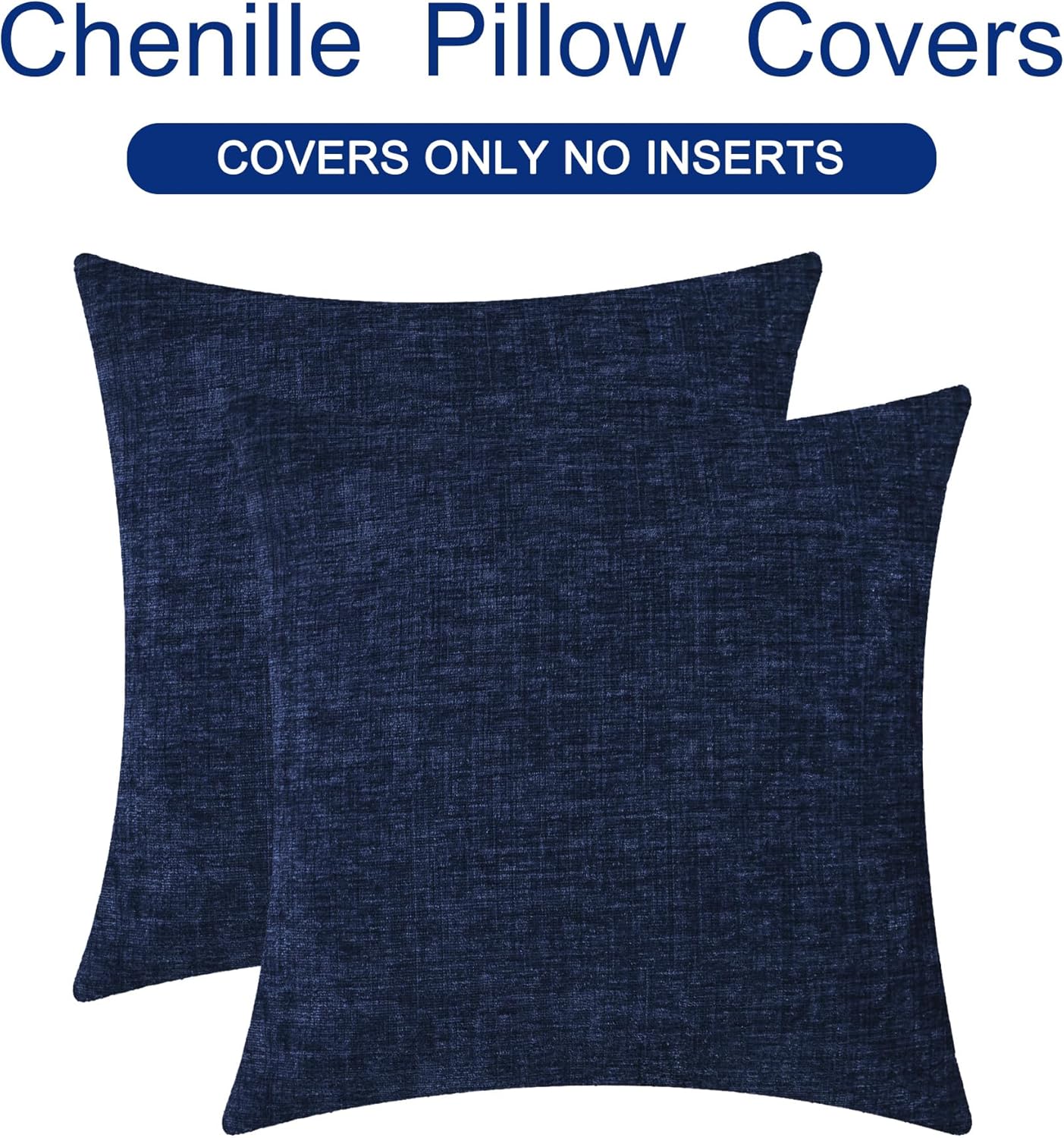 CaliTime Throw Pillow Covers Decorative 22 X 22 Inches Pack of 2 Cozy Chenille Cushion Cases for