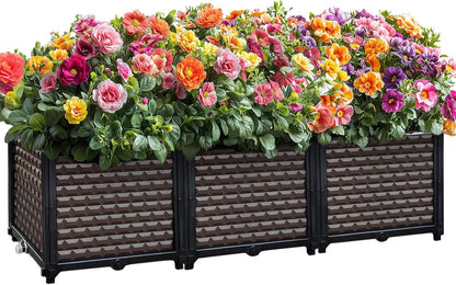 Large Planters for Outdoor Plants 14" Tall Planter Box, Raised Beds for Gardening Self Watering