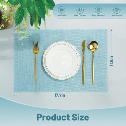 Placemats Set of 6，Non-Slip PVC Weave Table Mats Easy to Clean，Heat Resistant Place Mats for