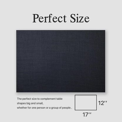 Placemats Set of 6 - Easy Clean Woven Vinyl Placemats for Dining Table, Indoor/Outdoor Place Mats