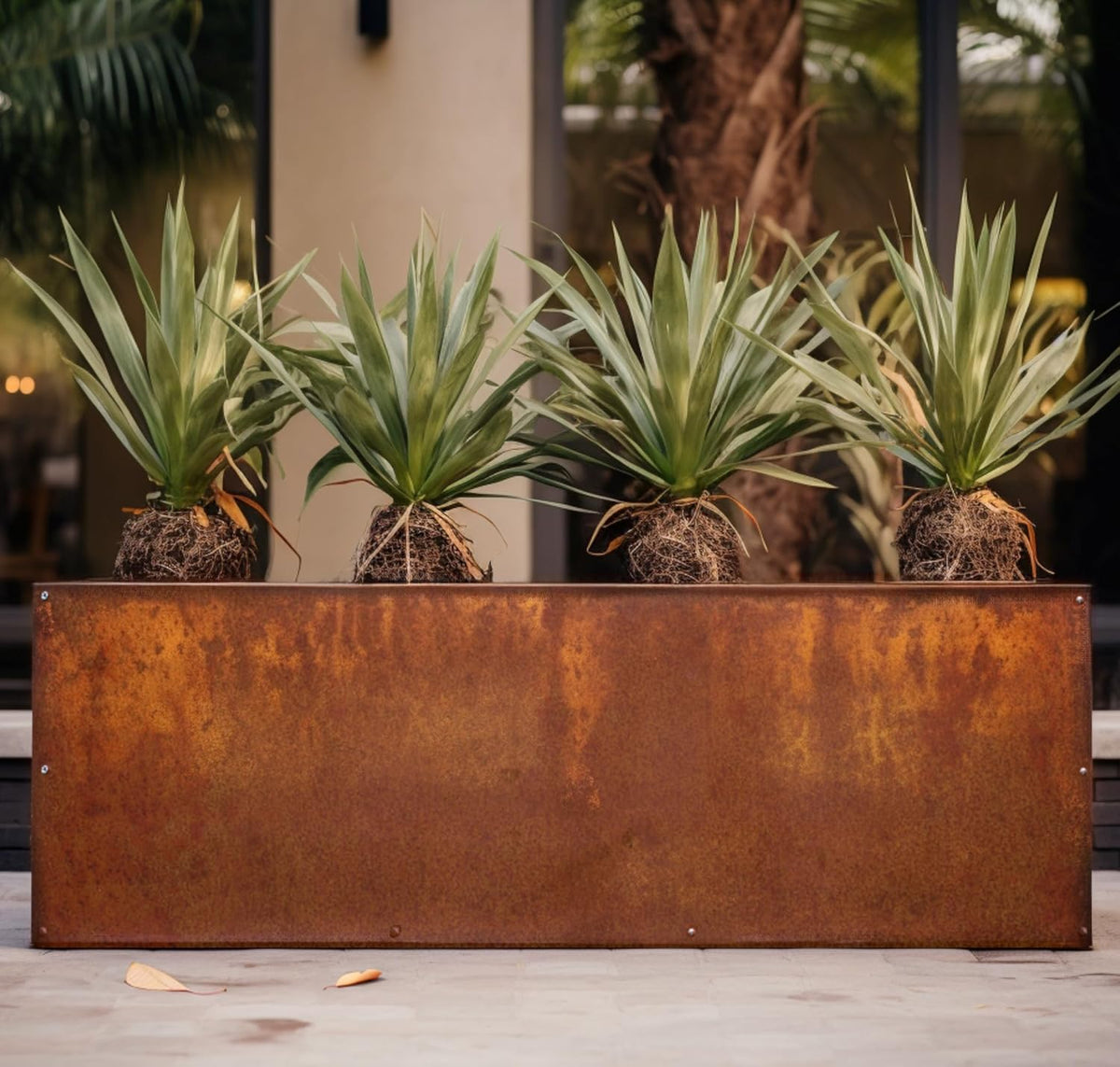 DIY CARTEL Corten Steel Rectangular Outdoor Planter Box, Rustic & Modern Farmhouse Design, Large