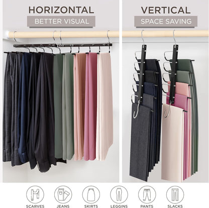 MORALVE Pants Hangers Space Saving - 2 Pack European Beechwood Scarf and Jean Hangers - Closet