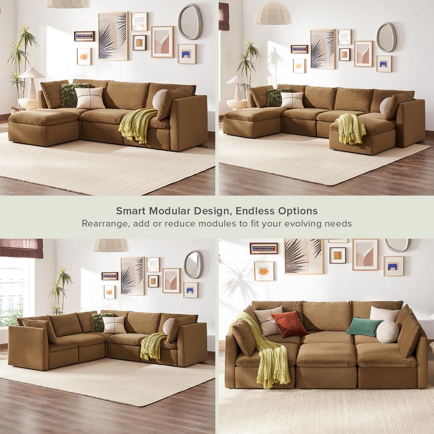 mopio Oversized Modular Sectional Sofa with Fully Removable Covers and Storage, Convertible U