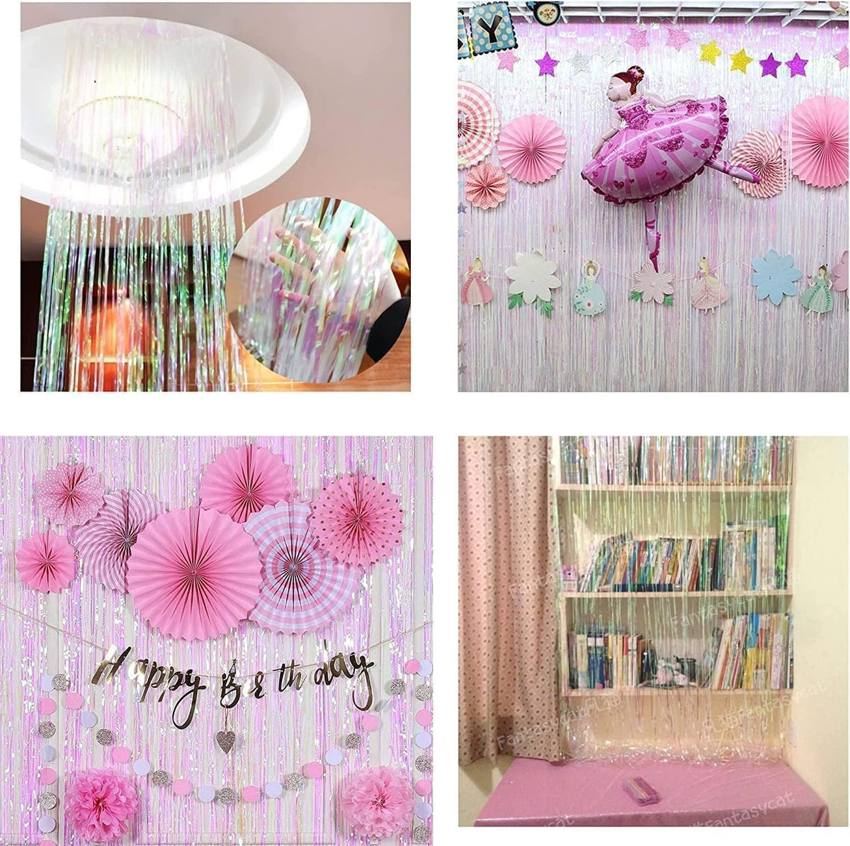 BRAVESHINE Party Decorations Iridescent Foil Fringe Backdrops - 2 Pack 3.2 x 6.5 ft Holographic