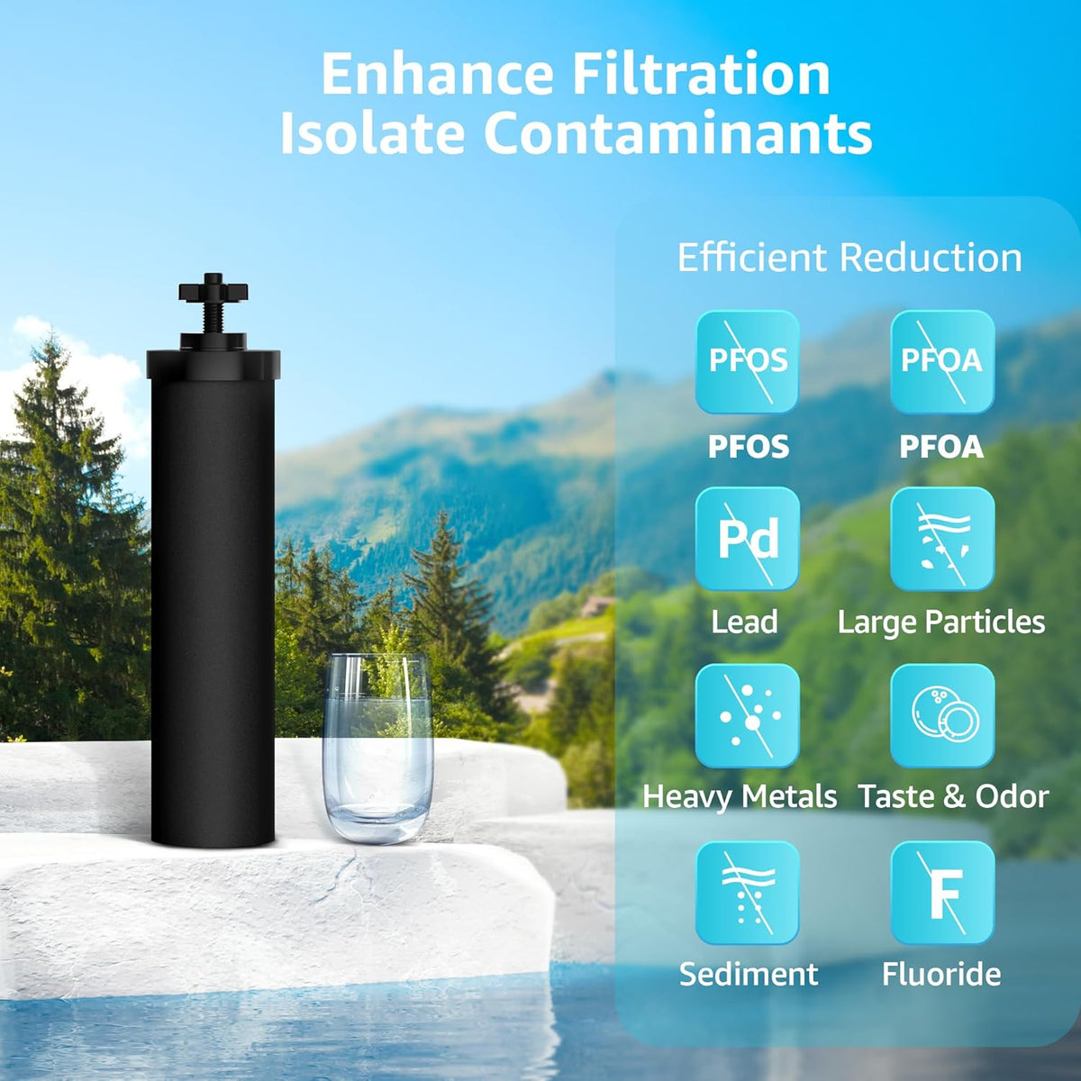 AQUACREST NSF/ANSI 42&372 Certified Water Filter, Replacement for Berkey® Gravity Water Filter