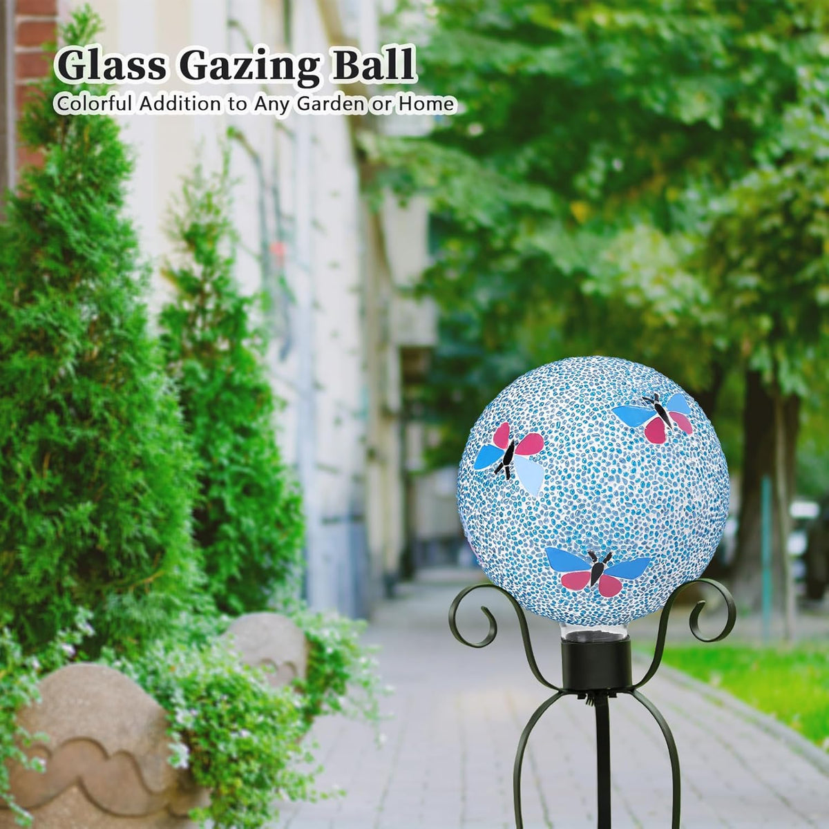 VCUTEKA Gazing Ball, 8" Glass Gazing Balls Sphere for Garden Lawn Outdoor Ornament Yard Decorative