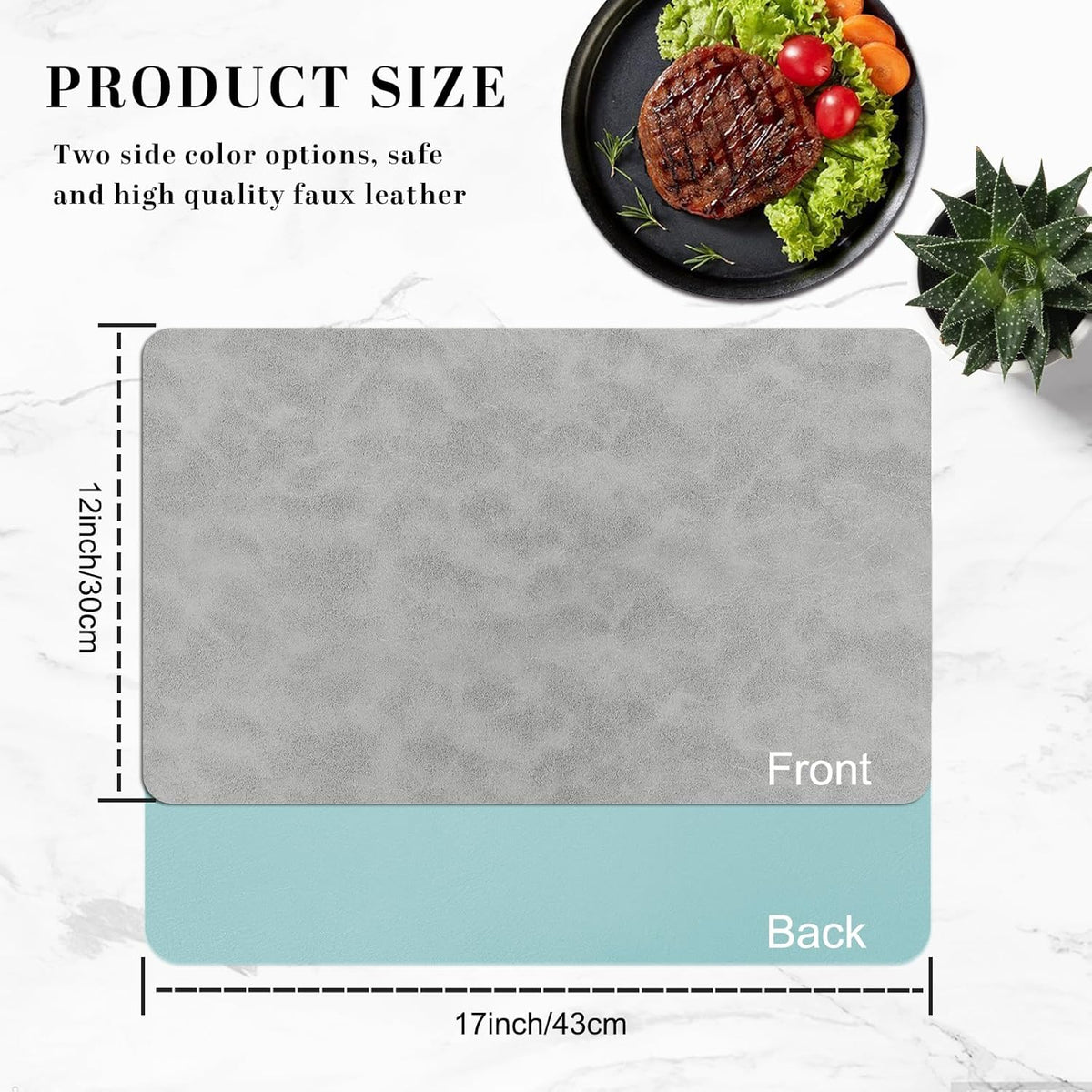 BLESWIN Faux Leather Placemats, PU Dining Table, Waterproof and Oil Resistant Easy to Clean, Heat