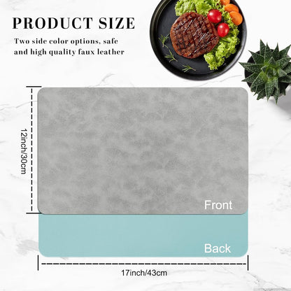 BLESWIN Faux Leather Placemats, PU Dining Table, Waterproof and Oil Resistant Easy to Clean, Heat