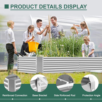 Land Guard 8×4×2 ft Galvanized Raised Garden Bed Kit, Galvanized Planter Raised Garden Boxes