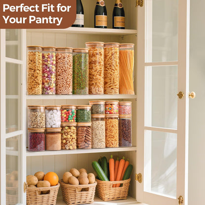 ComSaf 0.6 Qt Glass Food Storage Jars Set of 9, Clear Glass Storage Containers with Lids, Pantry