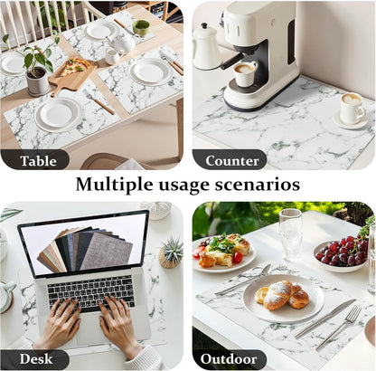 FROMHEART Faux Leather Placemats Set of 6–Waterproof,Heat/Oil Stain-Resistant PU Table