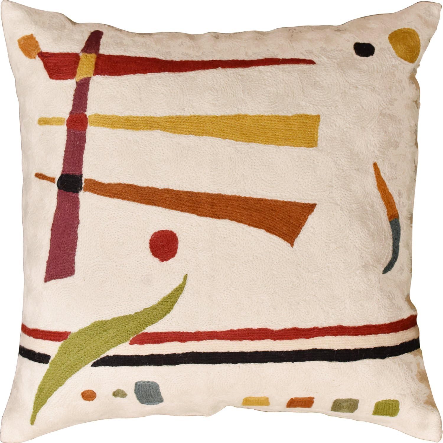 Kandinsky Contemporary Throw Pillow Cover - Cream | Modern Pillow Cases | Abstract Throw Pillows |