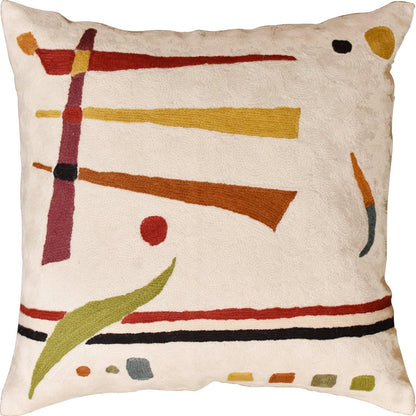 Kandinsky Contemporary Throw Pillow Cover - Cream | Modern Pillow Cases | Abstract Throw Pillows |