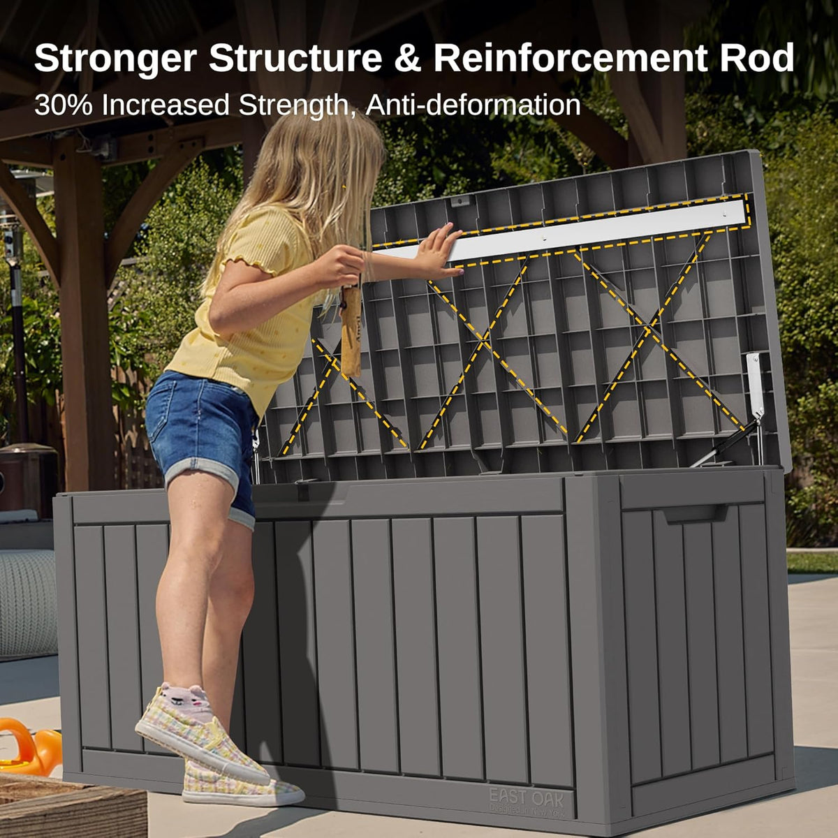 EAST OAK Outdoor Storage Box, 90 Gallon Deck Box, Waterproof Resin Storage Bin for Patio Cushions