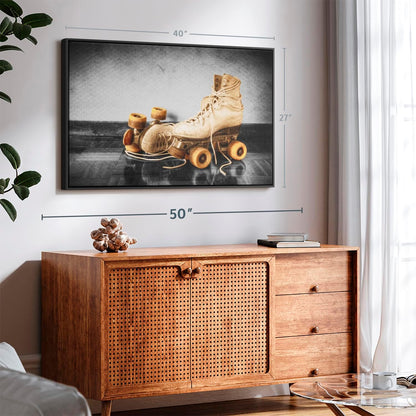 ElephantStock Vintage Skates Pop Wall Art - Horizontal Framed Canvas - 1-Piece Living Room Wall