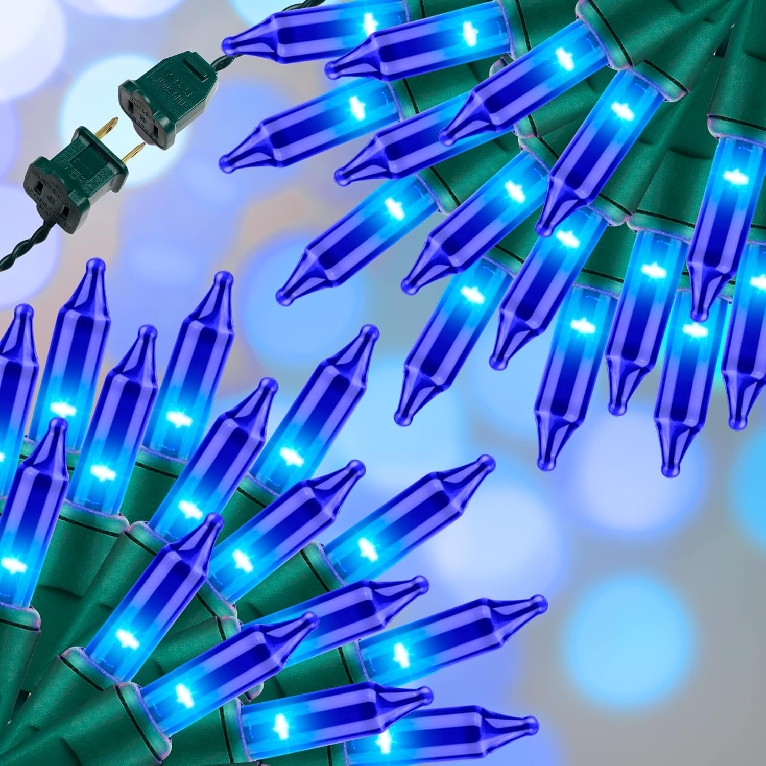 100LIGHTS BLUE Extra-Bright With End Connectors Christmas Decorative Lights 5.98m UL Certified Mini