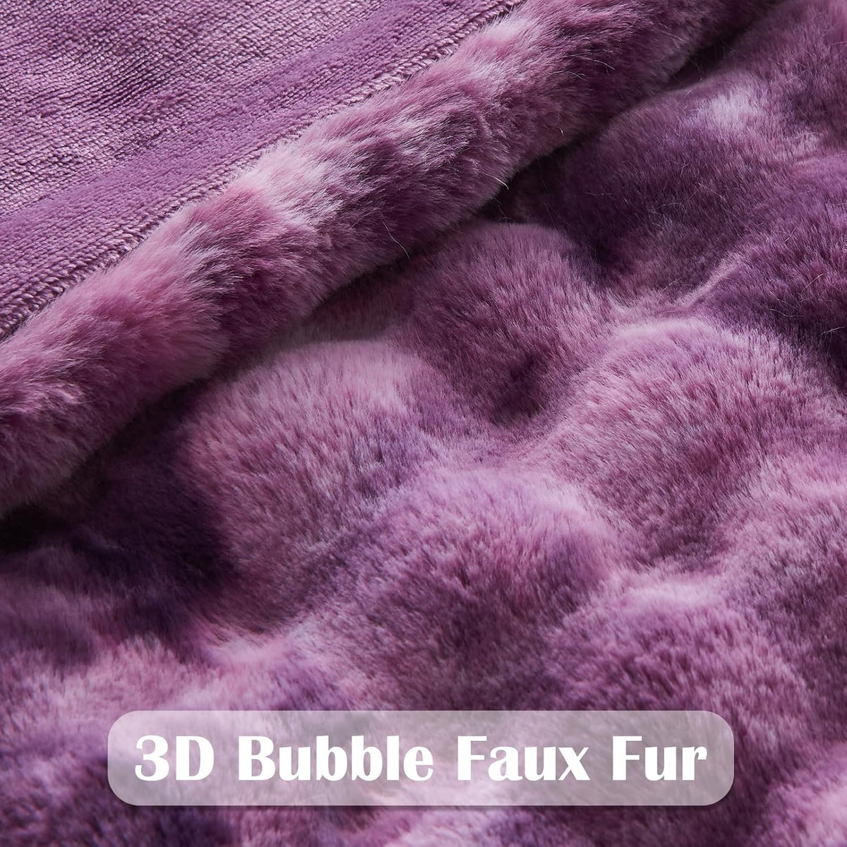 NEWCOSPLAY Faux Fur Throw Blanket Tie-dye Violet Purple Luxury Fluffy Thick Warm Bubble Blanket for
