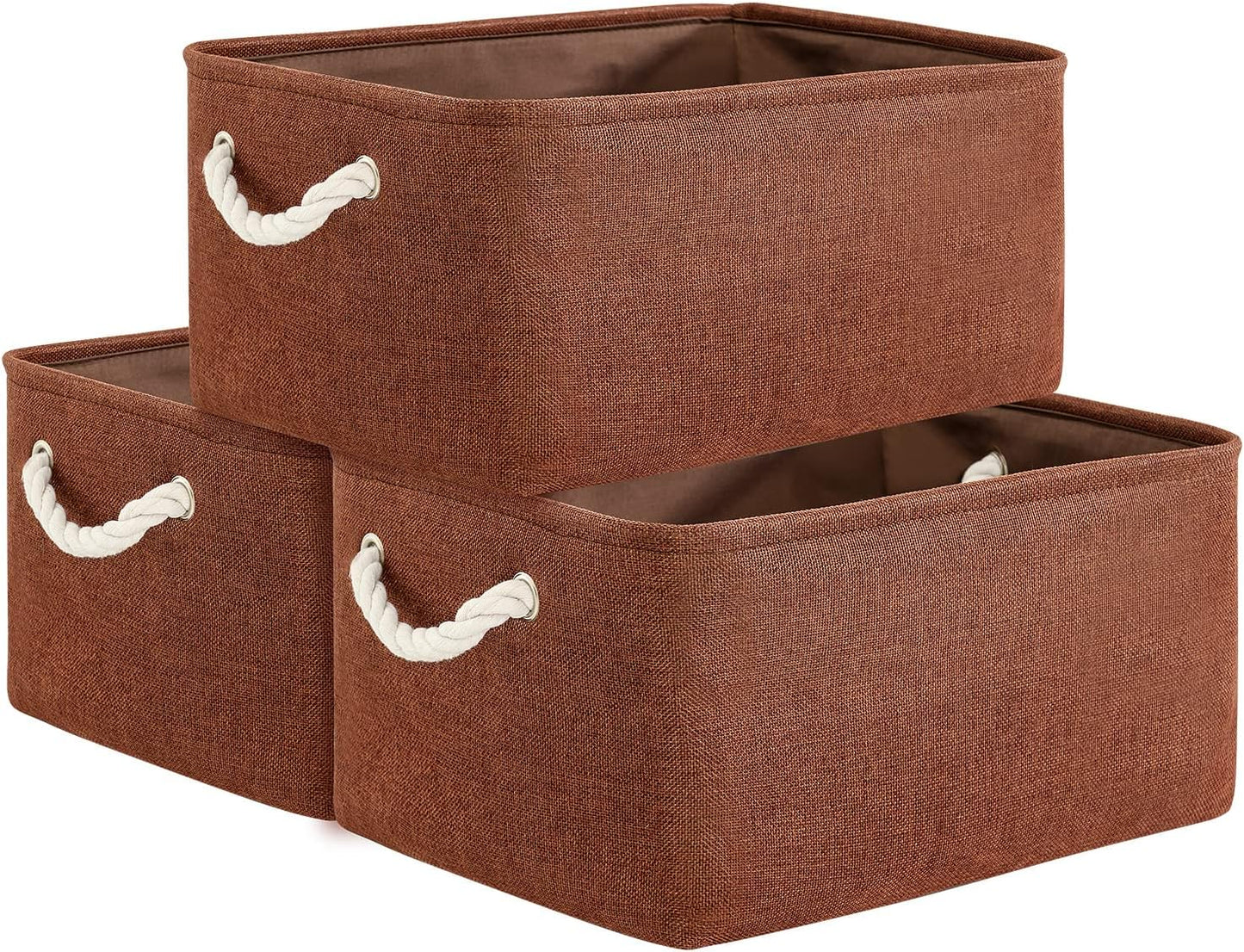 TheWarmHome Decorative Basket Rectangular Fabric Storage Bin Organizer Basket with Handles for