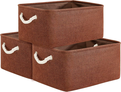 TheWarmHome Decorative Basket Rectangular Fabric Storage Bin Organizer Basket with Handles for